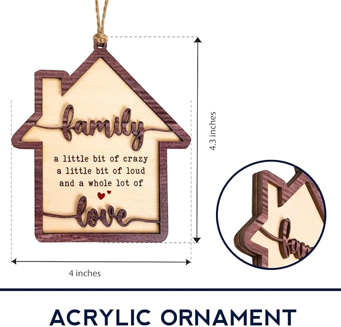 Family Ornament, Family Christmas Ornament, Christmas Ornaments 2026 – Wooden House-Shaped Holiday Keepsake, Funny Family Quote Gift, A Whole Lot of Love Tree Decoration, Home Themed Ornament