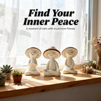 3 Pcs Mushroom Decor Figurines - Meditation Decor Statues for Living Room, Bedroom, Office - Resin Sculptures for Mindfulness Enthusiasts Home Decor Lovers Nature Lovers (White-Brown)