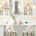 8 PCS Small Easter Wreaths for Kitchen Cabinet Mini Artificial Easter Egg Flower Wreath for Front Door Spring Summer Hanging Wreath with Pink Ribbon Berry for Home Porch Wall Window Farmhouse Decor