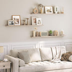 HOOBRO Floating Shelves, Wall Shelf Set of 3, 47.2 Inches Hanging Shelf with Raised Edge and Invisible Brackets, for Bathroom, Bedroom, Kitchen, Office, Living Room Decor, Greige BG92BJ01