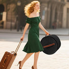 Round Hat Box, Stackable Felt Hat Boxes for Women Storage, Foldable Premium Hat Travel Case with Dustproof Lid, Space Saving Hat Organizer(Black)