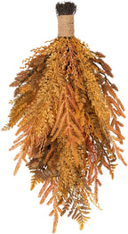 Decorative Teardrop Swag for Front Door, Artificial Wall Swags with Wheat & Pine Cones & Pine Needle for Home Porch Wall Window Halloween Christmas Indoor Outdoor Decor