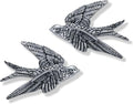 AMOIENSIS Bird Wall Sculpture Art, (Set of 2) 4¾ inch Resin Metallic Silver Bird 3D Sculpted Floating Hanging Wall Sculpture Decoration