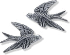 AMOIENSIS Bird Wall Sculpture Art, (Set of 2) 4¾ inch Resin Metallic Silver Bird 3D Sculpted Floating Hanging Wall Sculpture Decoration