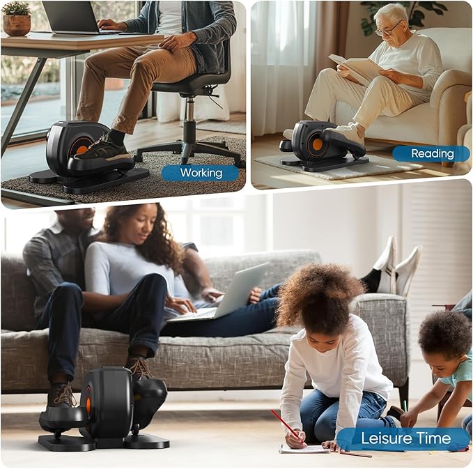 Sweetcrispy Compact Under-Desk Elliptical – Quiet Mini Pedal Exerciser with Adjustable Speed and LED Display, Portable Workout Equipment for Home or Office