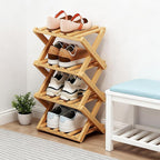 Simcat Bamboo Shoe Rack, Portable Folding Shoe Storage Rack,No Installation Free Standing Shoe Rack for Entryway, Closet, Dorm/Small Spaces (4 Tier)