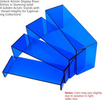 ELEGANTLIFE Acrylic Display Risers Set of 4, 4-Level Tiered Display Stands for Cupcakes, Small Figures & Jewelry, Compact Countertop Display Shelf, Multiple Colors Available (Translucent Blue)