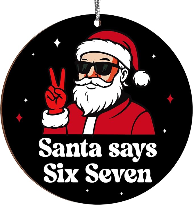 Jabihome Christmas Ornaments 2025, Exchange for Women, Men, Collectible Dated Year Ornaments for Tree, Unique Acrylic Suncatcher, Printed Stained Glass Effect Decor (Santa Black)