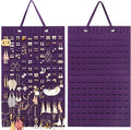 Hanging Earrings Organizer, Wall Earring Holder with 2 Hooks, Holds Up To 300 Pairs, Compact Design, Soft Material-Dark Purple