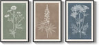 Framed Boho Botanical Wall Art for Living Room, 3 Piece Modern Farmhouse Neutral Floral Canvas Painting Prints, Minimalist Vintage Flower Plants Line Artwork for Bedroom Hallway Wall Decor, 24x36