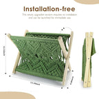 Boho Macrame Magazine Holder,Hand-Woven Magazine Rack for Home Office Desktop, Storage Basket for Letters, Magazines, Books and Newspapers (Green)