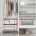 HomeHacks Storage 8-Pack Clothes Organizer Storage Bags Foldable Storage Box with Large Clear Window Sturdy Handles for Closet, Dorm, Pillows, Bedding, Clothes, Blankets, 35L, Pink