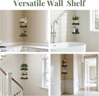 BXF Floating Plant Shelves for Wall Set of 2, Heavy Duty Matte White Corner Wall Planters for Indoor Plants, Minimalist Round Corner Shelf with Safety Guardrail, Rust-Proof Hanging Plant Holder