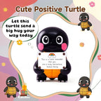 Positive Turtle Figurine - 4.3" Tall Hand-Painted Resin Indoor Office Desk Decoration with Cute Motivational Sign, Funny Gift for Women Friends Bestie BFF Bestfriend Coworkers (Black)