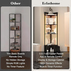 5-Tier Display Cabinet, Set of 2, 65" Tall Corner Shelf Stand with Storage, RGBWIC LED Light, Remote & APP Control, Adjustable Brightness/Color Temp, Floor Lamp Shelves for Living Room