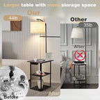 PESRAE Floor Lamp with Remote, Adjustable 3000K-6000K Colors & Brightness Bulb, End Table with Charging Station(USB & Type-C & AC Port), Modern Shelves Side Table for Bedroom, Living Room, Office