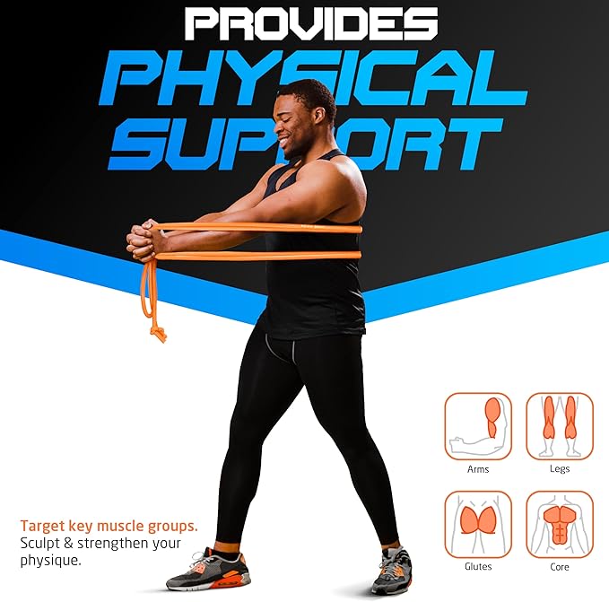 Resistance Bands - 16 Feet Long - 88 lbs Resistance - Strength Training Bands - Elastic Workout Bands - Wrestling Resistance Bands - Fitness & Home Workout Equipment - Resistance Training