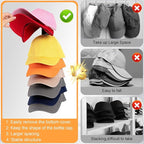 2 Pack Hat Organizer for Baseball Caps, Hat Rack for Wall, Strong Adhesive & Screw-in Cap Holder Hats Hangers for Closet Door & Bedroom