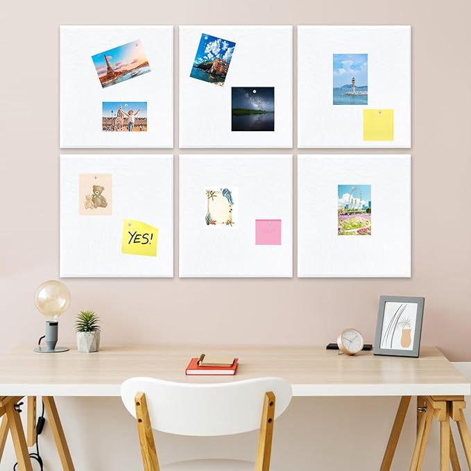 Bulletin Board, 6 Pcs Large Cork Board for Wall 36" x 24", Felt Pin Board Tiles with 40 Pushpins, CorkBoards for Office Home Decor