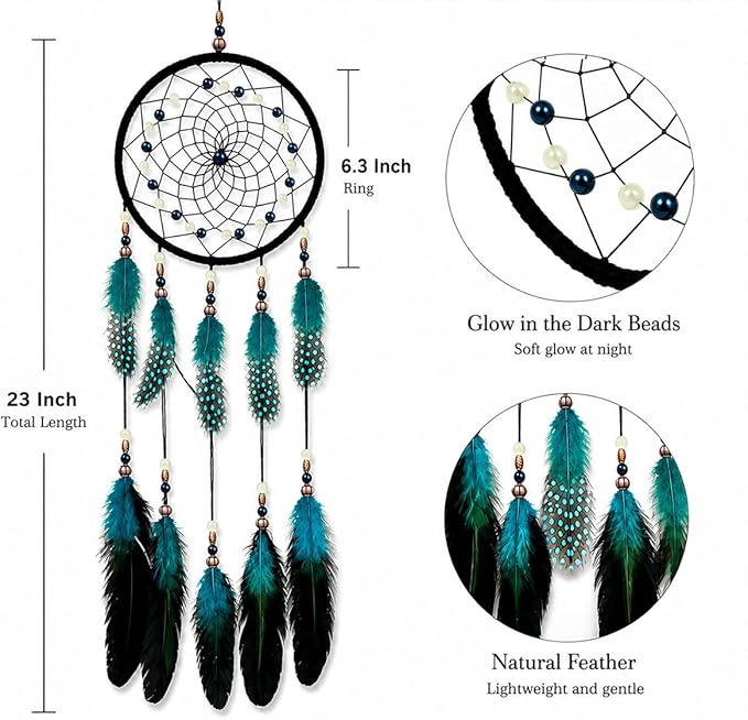 Dream Catchers Handmade Feather Native Home Wall Decoration Blue