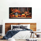 AIYISU Rustic Pumpkin Canvas Wall Art Farmhouse Dining Room Pictures Kitchen Wall Decor Autumn Flowers Canvas Prints Fall Harvest Theme Posters Halloween Painting Artwork Home Decorations 24x48
