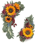 CDQL 2Pcs Wedding Welcome Sign Floral Decoration,Artificial Flower Swag Wedding Arch Decor, Wedding Flower Swag for Wedding Ceremony and Reception Arrangement (Dark Yellow), CDQL1c5ie3usqb--8