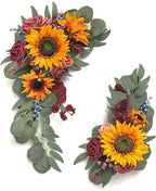 CDQL 2Pcs Wedding Welcome Sign Floral Decoration,Artificial Flower Swag Wedding Arch Decor, Wedding Flower Swag for Wedding Ceremony and Reception Arrangement (Dark Yellow), CDQL1c5ie3usqb--8