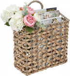 Magazine Holder Metal Frame Woven Wall Basket Hanging Magazine Storage Mail Organizer Rack for Entryway Office Bathroom Laundry Room Kitchen Home Decor Small Spaces Apartment Living Room Hallway