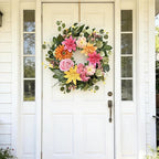 Spring Wreaths for Front Door 24 Inch,Outdoor Front Door Wreath with Florals Peony & Rose, Artificial Spring Summer Wreath for Porch Garden Wall Window Farmhouse Indoor Outdoor Home Decor
