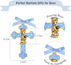 KOMI Baptism Gifts for Boys Blue Enamel Baby Wall Cross Christening Gifts Praying Boy Cross Christening and Dedication Baptismal Gifts from Godmother