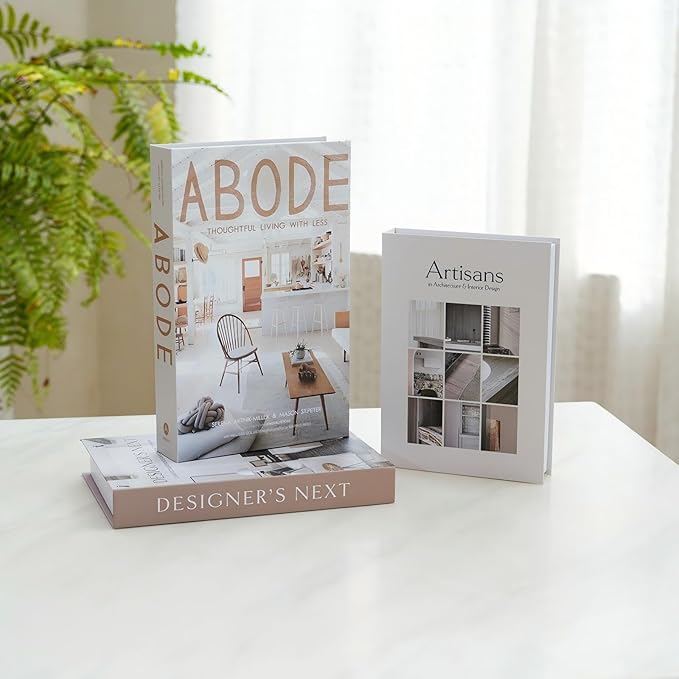 3 PCS Faux Decorative Books for Home Decor-Coffee Table Books Decor-Aesthetic Fake/Faux Books for Decoration,libros Decoration for Coffee Table, Shelf Accessories (Abode DESIGER'S Artisans)