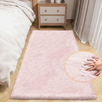 Small Pink Fuzzy Faux Rabbit Shaggy Fur Rug Furry Washable Runner Rug 2x6 Fluffy Rugs for Bedroom Living Room Nursery Rugs Teen Room Décor
