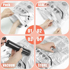 Vacuum Storage Bags, Space Saver Bags, Compression for Comforters and Blankets, Sealer Clothes Storage with Hand Pump. (6× Medium)