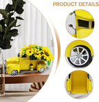 Metal Truck Decor with Artificial Flower Vintage Farm Pickup Farmhouse Tabletop Tiered Tray Decor, Rustic Farmhouse Decor for Table Top Decor Home Kitchen(Yellow)