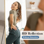 DUMOS 26"x68" Full Length Mirror with Stand, Floor Standing Aluminum Frame, Shatter-Proof Nano Glass for Bedroom, Living Room, Cloakroom – Modern Simple Home Decor,Can Be Hanging or Leaning, Gold
