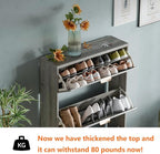Shoe Cabinet Storage,Modern Freestanding Organizer with 3 Flip Drawers,Narrow Shoe Rack Cabinet for Entryway,Grey