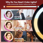 MIYADIVA Makeup Mirror with Lights, 20X Magnifying Mirror with Light and Touch Switch, 2-Sided Vanity Mirror with 3 Color and 80 LEDs, Hot Pink