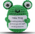 DAFURIET Mini Funny Positive Frog, 3 inch Knitted Wool Doll with Positive Card for Cheer Up Gifts and Party Decorations, Cute Wool Positive Potato Crochet Doll for Birthday Gifts (Frog), Grey