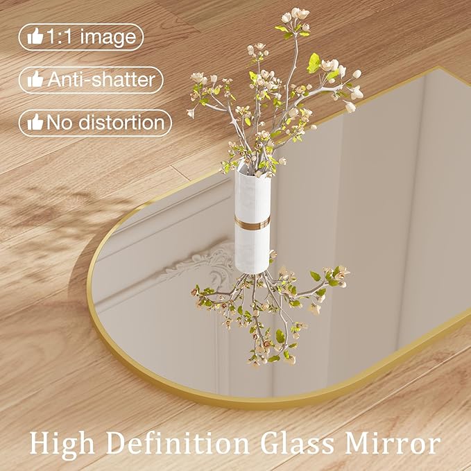 DUMOS Gold Metal Arch Vanity Rounded Rectangle Bathroom Mirrors for Over Sink Wall, 21x30 Inch Large Matte Mirror, Modern Decorative for Restroom, Farmhouse