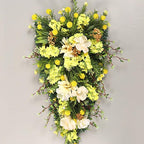 21.65In Spring Teardrop Swag, Artificial Floral Swag with Green Leaves, Easter Teardrop Wreath Front Door Swag, Decorative Teardrop Garland for Front Door Porch Wall (C)