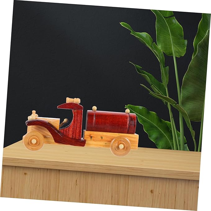 Vintage Wooden Car Model Decor Retro Car Ornament for Home Desktop Craft Collectors Rustic Vintage Style for Living Room and Office