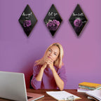 ZINYAZHE 3 Pcs Purple Wall Decor Inspirational Rose Bathroom Decor Wooden Purple Wall Art Office Wall Decor with Accept Let Go Have Faith Sign for Girl Women Living Room Bedroom(12 x 7 Inch)