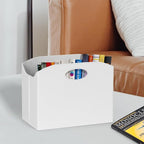 EZDeco Magazine Holder Foldable Magazine Rack Floor PU Leather File Holder Newspaper Book Storage Magazine Basket Document File Folder Organizer for Office Home (White-2)
