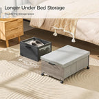 Under Bed Storage with Wheels,Under Bed Drawers Heavy Duty, 2 Packs, Wooden Under Bed Storage Containers Organizer, Metal Frame, Patented Design