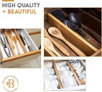 Bambüsi 4-Pack Bamboo Drawer Dividers - 2.6" High, 12.5"-17" Adjustable Drawer Organizers for Clothes, Expandable Dresser Separators in Bedroom/Bathroom/Kitchen/Office Organization and Storage