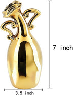 Golden Ceramic Small Necked Vase, A Novel and Cute Unique Shaped Vases, 7-Inch Modern Home Decoration Vase, Can Be Used As A Golden Home Decoration for Dining Tables, Bookcases and Desks