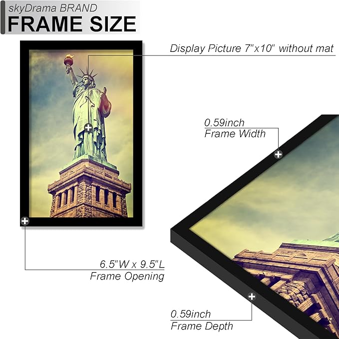 100% Solid Wood 7x10 Picture Frame, Black Frame for 7 x 10 Inch Picture Poster Photo, Light Weight 7 by 10 HQ Matte Black Frame for Wall - 1 Pack/Black/7"x10"