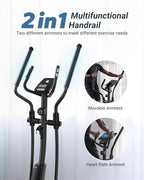 MERACH Elliptical Exercise Machine for Home Use, Elliptical Machine with Hyper-Quiet Magnetic Drive System, 16-Level Resistance Adjustment, 15.5IN Stride, 350LBS Loading Capacity, MERACH App