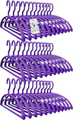HOUSE DAY Plastic Clothes Hangers 36 Pack, Sweater Hangers No Shoulder Bump, Thick Heavy Duty Coat Hanger for Closet, Purple Wide Hanger with Non-Slip Hook for Sweaters, Suits, Dresses, Jackets, Pants