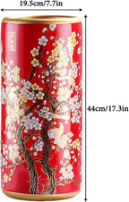 Luxurious Red Ceramic Umbrella Stand, Floor Standing Cane Holder Placed Multi-Functional Painted Porcelain Chinese Umbrella Holder Handmade Appliques Umbrella Stand, for Hotel Office Home Entrance